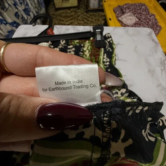 Earthbound Trading Co Tiered Skater Skirt‎ Lg Ruffle Boho Hippie Phoebe Buffay - Picture 5 of 9